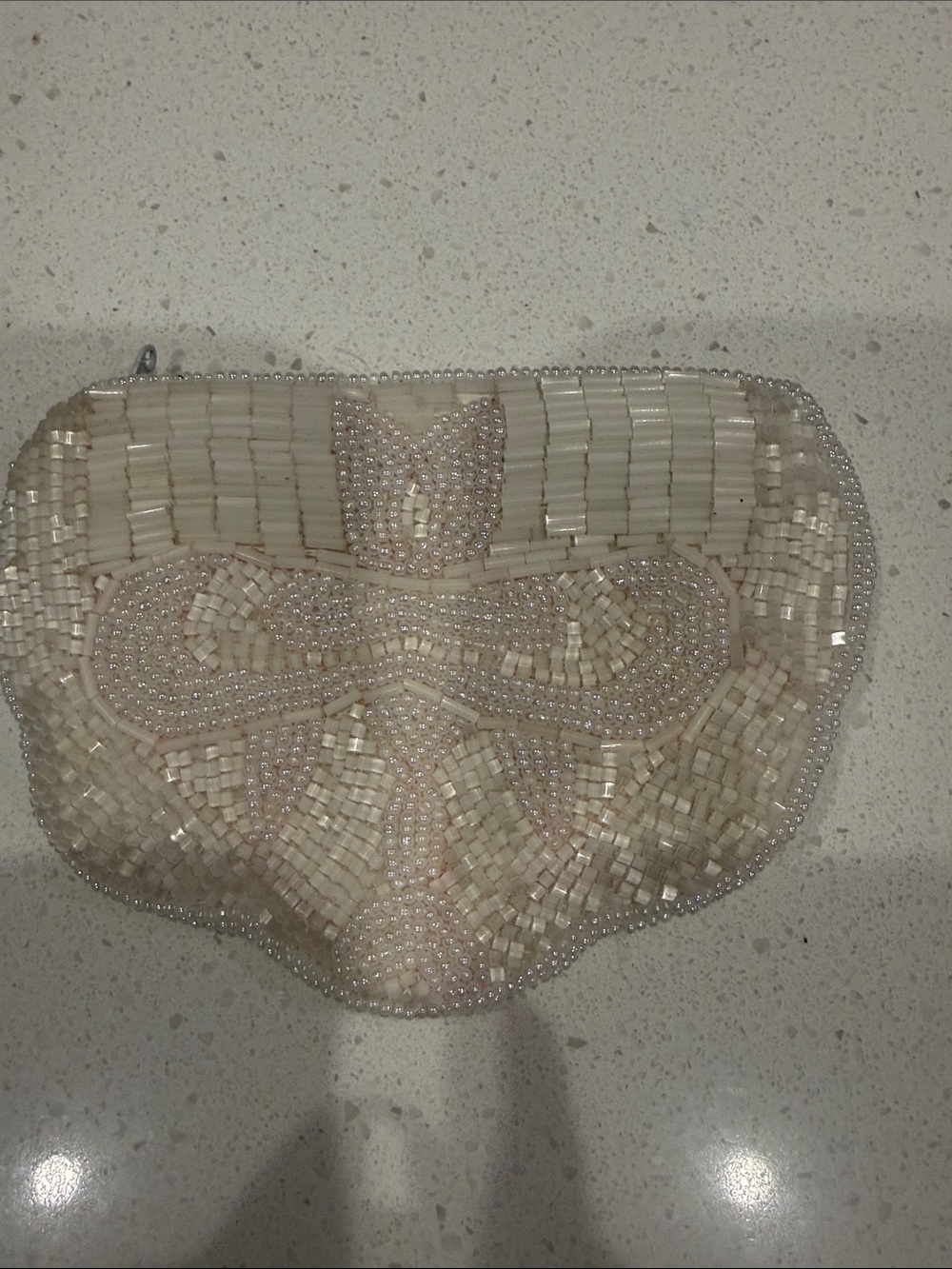Beaded Ivory Evening Coin Purse - Elegant Women's Bag